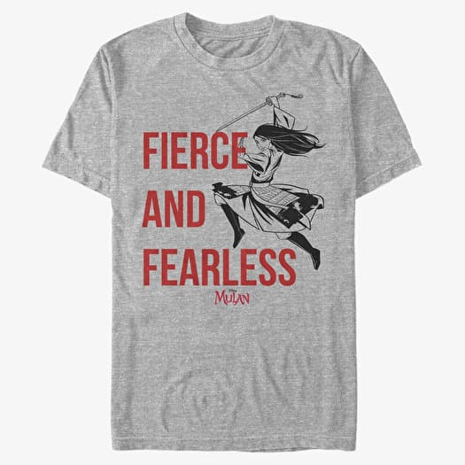 T-shirt Merch Disney Mulan: Live Action - Fierce and Fearless Unisex T-Shirt Heather Grey