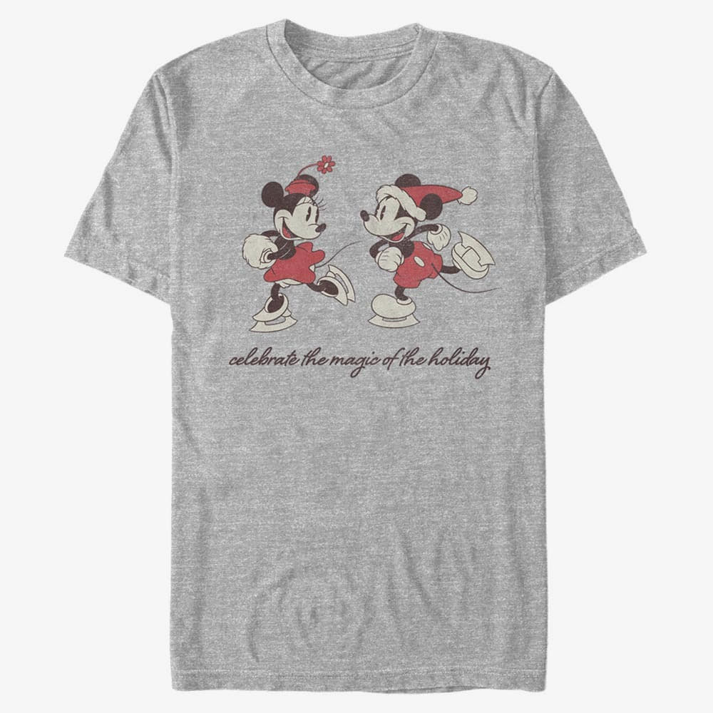 Trička Merch Disney Mickey Classic - Vintage Holiday Skaters Unisex T-Shirt Heather Grey