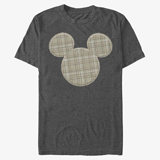 T-shirt Merch Disney Classic Mickey - Plaid Patch Mickey Unisex T-Shirt Dark Heather Grey