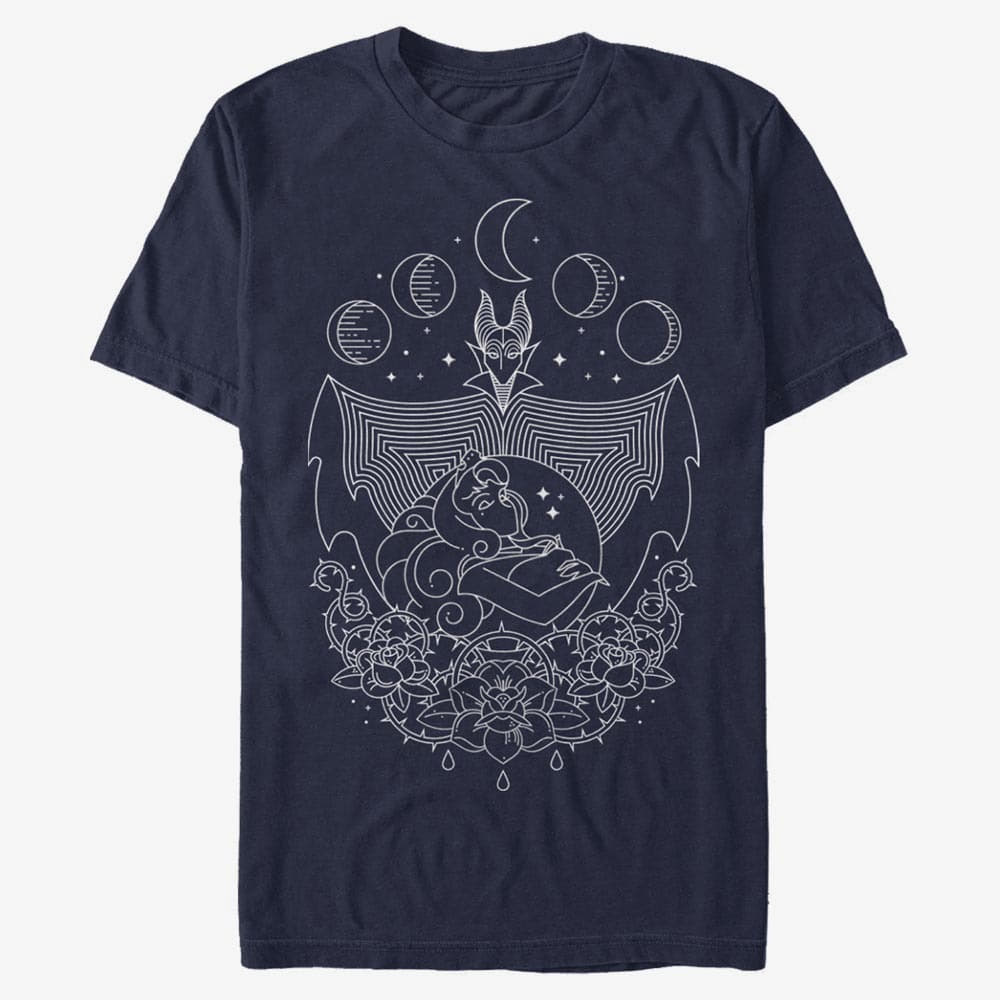 T-Shirts Merch Disney Sleeping Beauty - Maleficent Geo Line Unisex T-Shirt Navy Blue