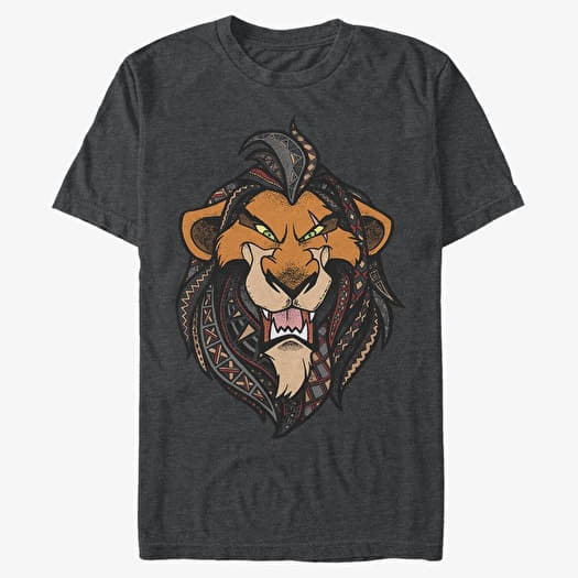 T-shirt Merch Disney The Lion King - Patterned Scar Unisex T-Shirt Dark Heather Grey