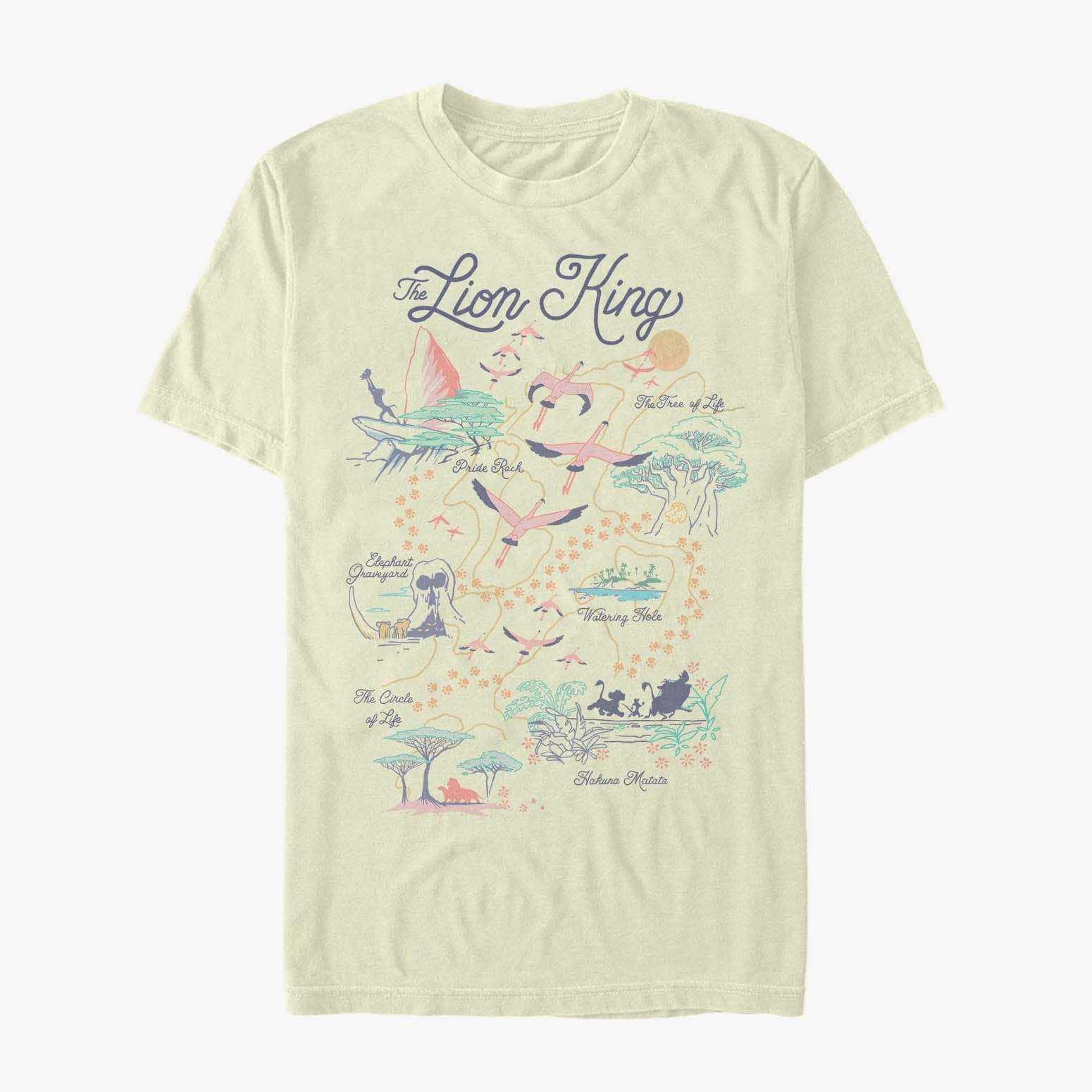 majice kratkih rukava Merch Disney The Lion King - Map of the World Unisex T-Shirt Natural