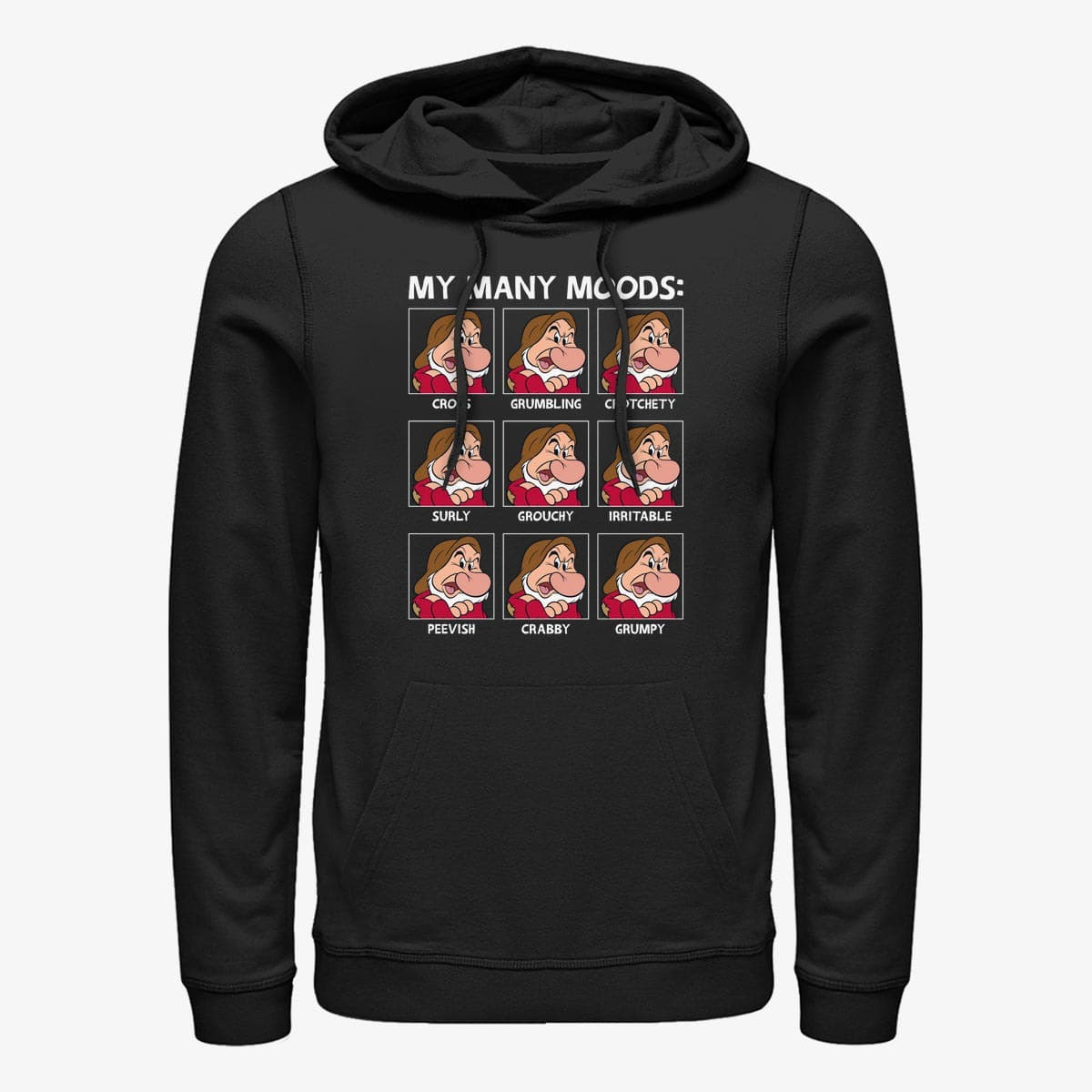 Moletons e blusas de moletom Merch Disney Snow White and the Seven Dwarfs - Grumpy Moods Unisex Hoodie Black
