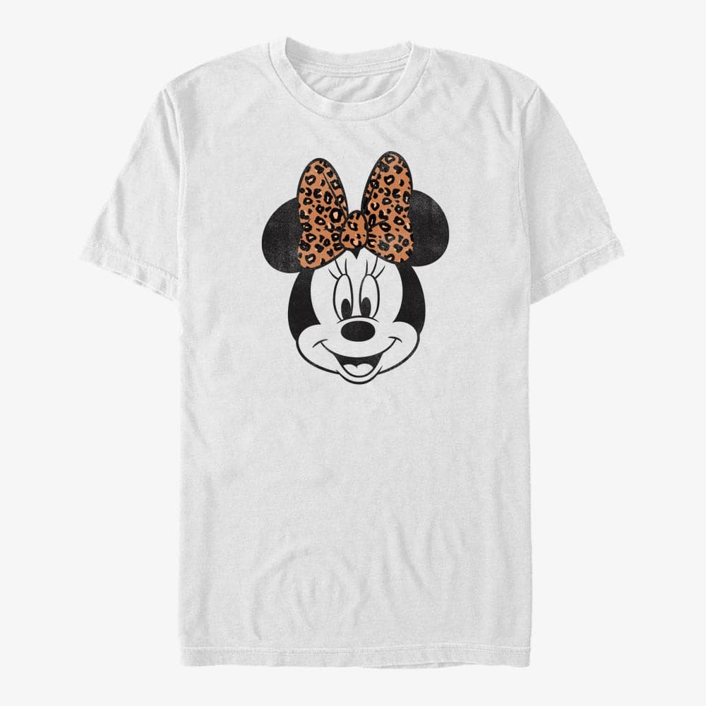 Camisetas Merch Disney Mickey And Friends - Modern Minnie Face Leopard Unisex T-Shirt White