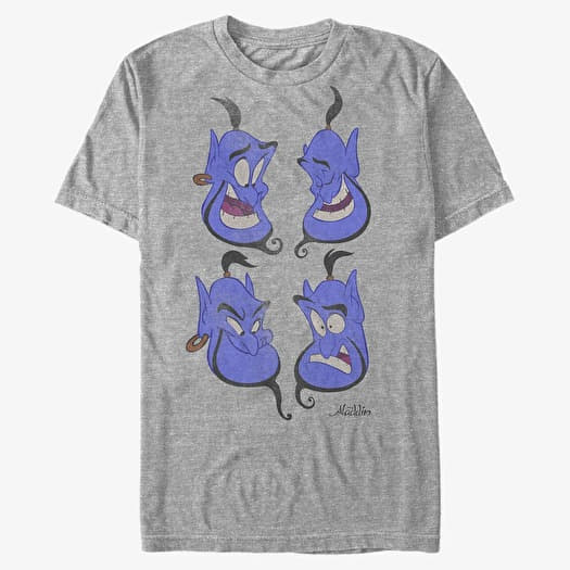 T-shirt Merch Disney Aladdin - Genie Faces Unisex T-Shirt Heather Grey
