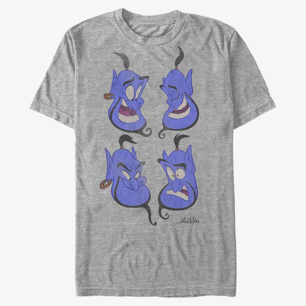 T-Shirts Merch Disney Aladdin - Genie Faces Unisex T-Shirt Heather Grey