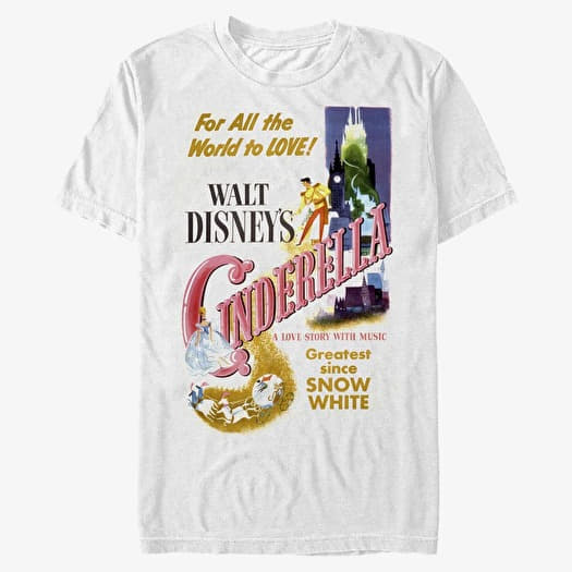 Tričko Merch Disney Cinderella - Vintage Cinderella Poster Unisex T-Shirt White
