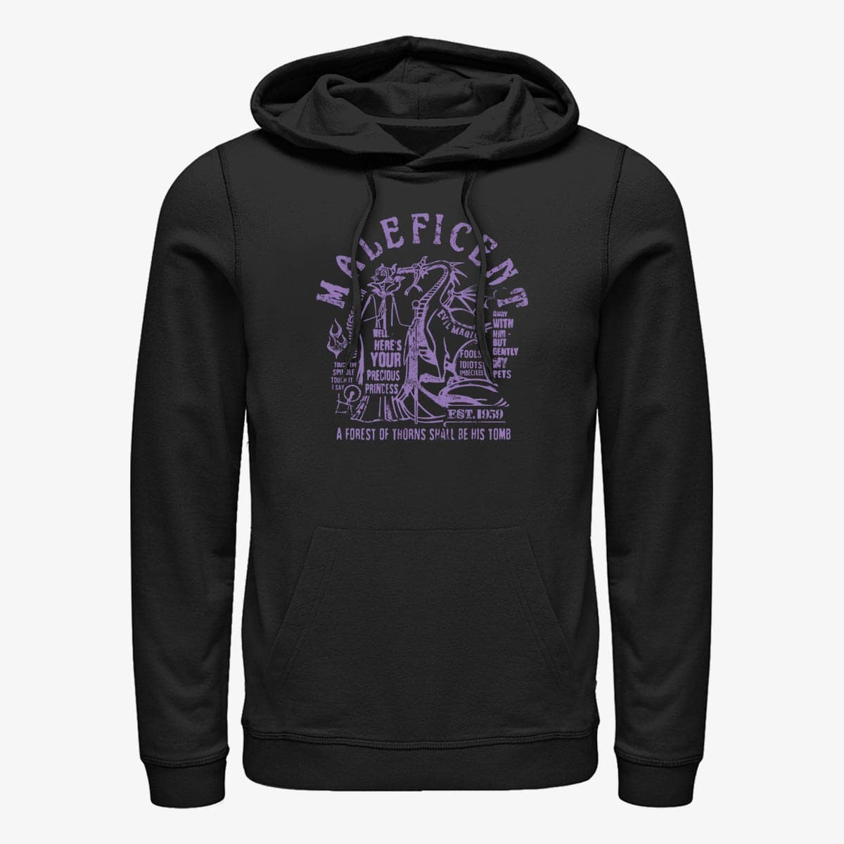 Sweatshirts Merch Disney Sleeping Beauty - Maleficent Verbiage Unisex Hoodie Black