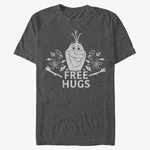 Tricou Merch Disney Frozen 2 - Free Olaf Hugs Unisex T-Shirt Dark Heather Grey