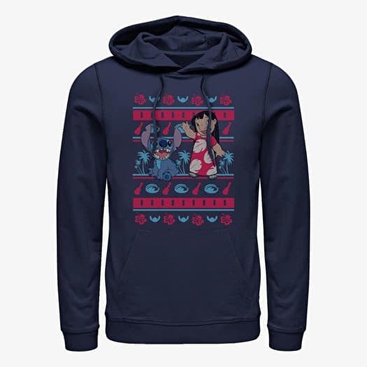 Mikina Merch Disney Lilo & Stitch - Lilo Hawaiian Pattern Unisex Hoodie Navy Blue