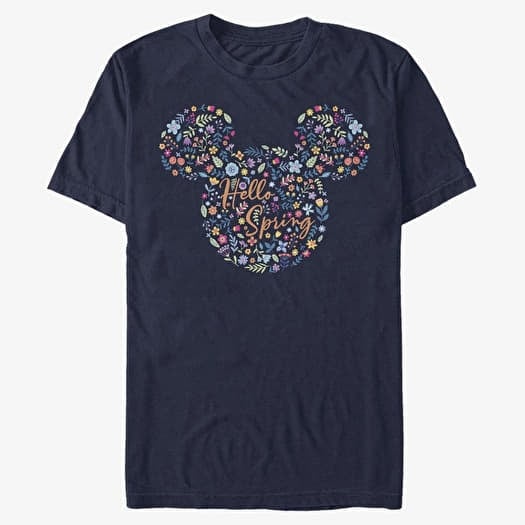 T-shirt Merch Disney Classic Mickey - Floral Ears Unisex T-Shirt Navy Blue