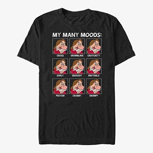 Tričko Merch Disney Snow White and the Seven Dwarfs - Grumpy Moods Unisex T-Shirt Black