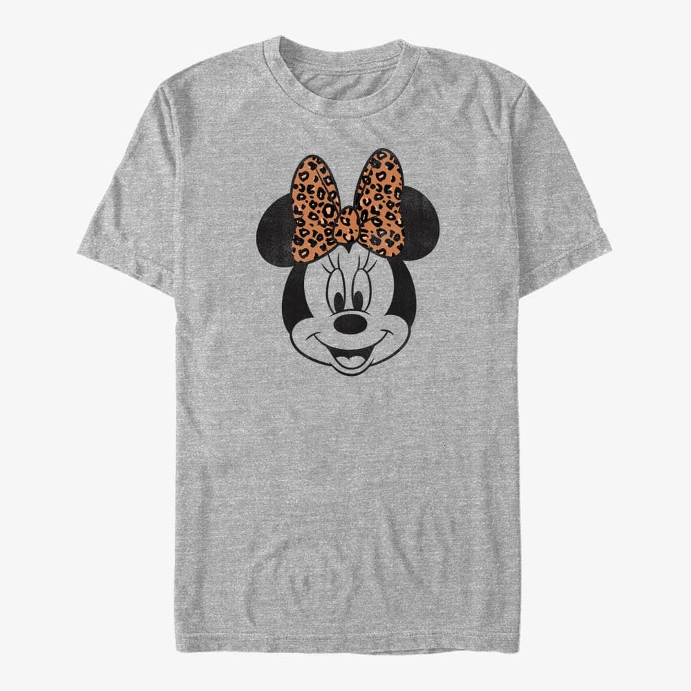 Camisetas Merch Disney Mickey And Friends - Modern Minnie Face Leopard Unisex T-Shirt Heather Grey