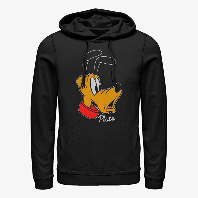 Sweatshirt Merch Disney Classic Mickey - Pluto Big Face Unisex Hoodie Black