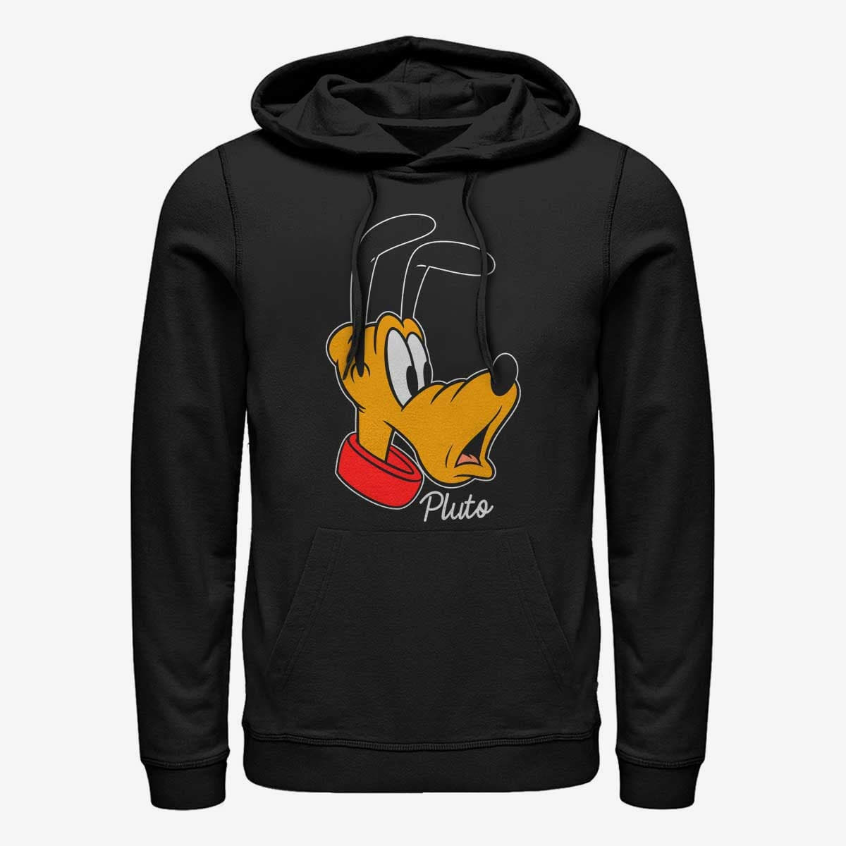 Mikiny Merch Disney Classic Mickey - Pluto Big Face Unisex Hoodie Black