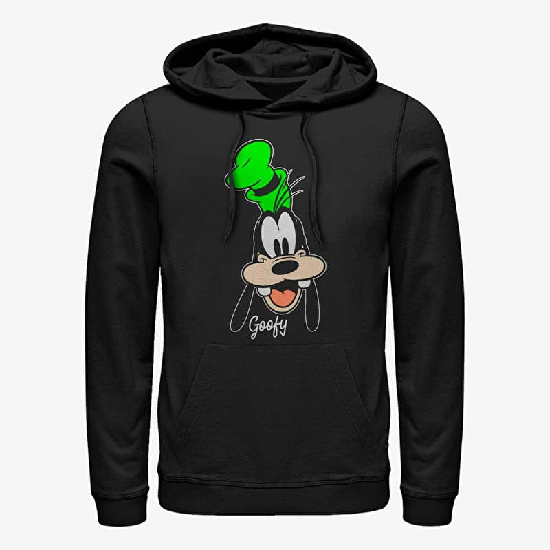Kampsun Merch Disney Classic Mickey - Goofy Big Face Unisex Hoodie Black