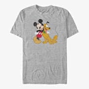 Merch Disney Mickey And Friends - Mickey and Pluto Unisex T-Shirt Heather Grey