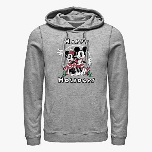 Sweatshirt Merch Disney Mickey Classic - Mickey & Minnie Holiday Unisex Hoodie Heather Grey