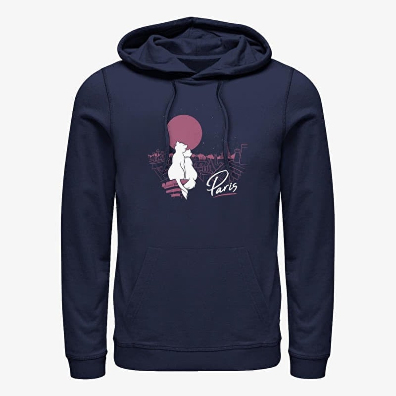 Sweatshirt Merch Disney The Aristocats - Together In Paris Unisex Hoodie Navy Blue