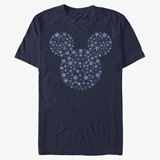 T-shirt Merch Disney Mickey Classic - Mickey Ear Snowflakes Unisex T-Shirt Navy Blue