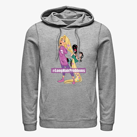 Mikina Merch Disney Wreck-It Ralph 2 - Long Hair Rapunzel Vanellope Unisex Hoodie Heather Grey