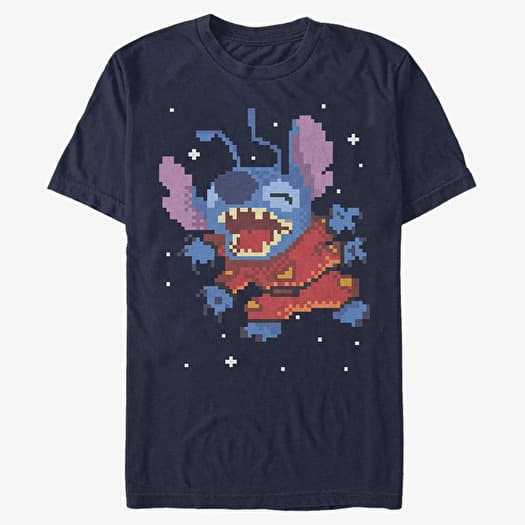 Tricou Merch Disney Lilo & Stitch - Stitch Pixel Unisex T-Shirt Navy Blue