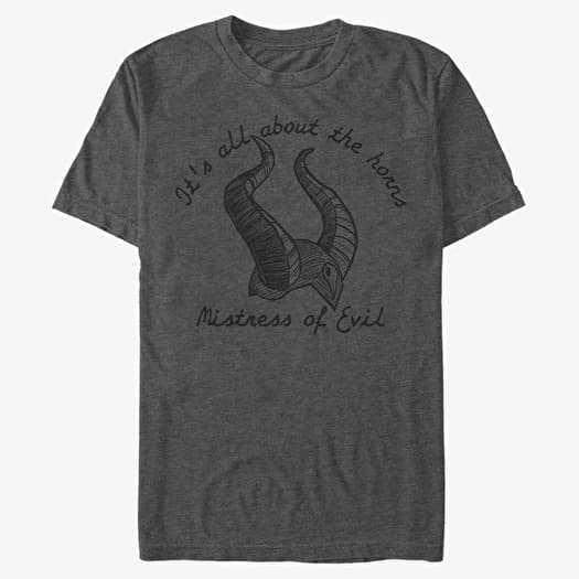 Tričko Merch Disney Maleficent: Mistress Of Evil - Horns Stamp Unisex T-Shirt Dark Heather Grey