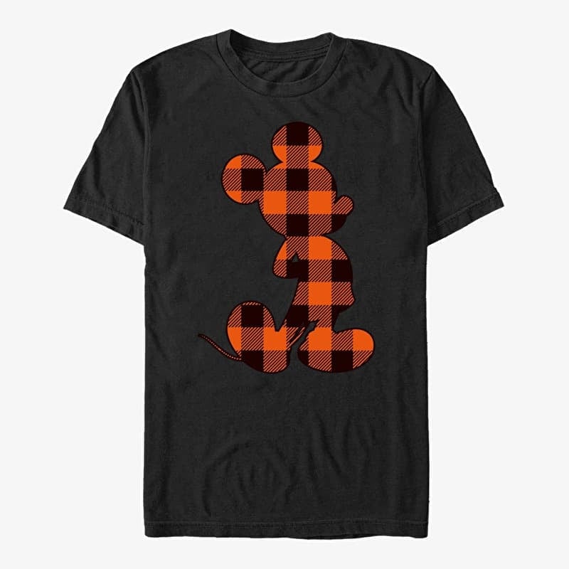 T-shirt Merch Disney Mickey Classic - Autumn Buffalo Check Mickey Unisex T-Shirt Black
