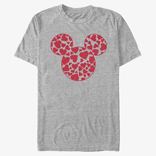 T-shirt Merch Disney Classic Mickey - Mickey Hearts Fill Unisex T-Shirt Heather Grey