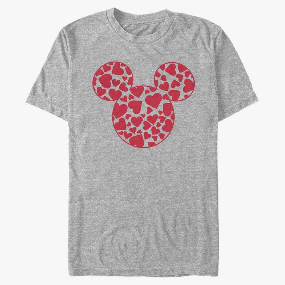 T-Shirts Merch Disney Classic Mickey - Mickey Hearts Fill Unisex T-Shirt Heather Grey