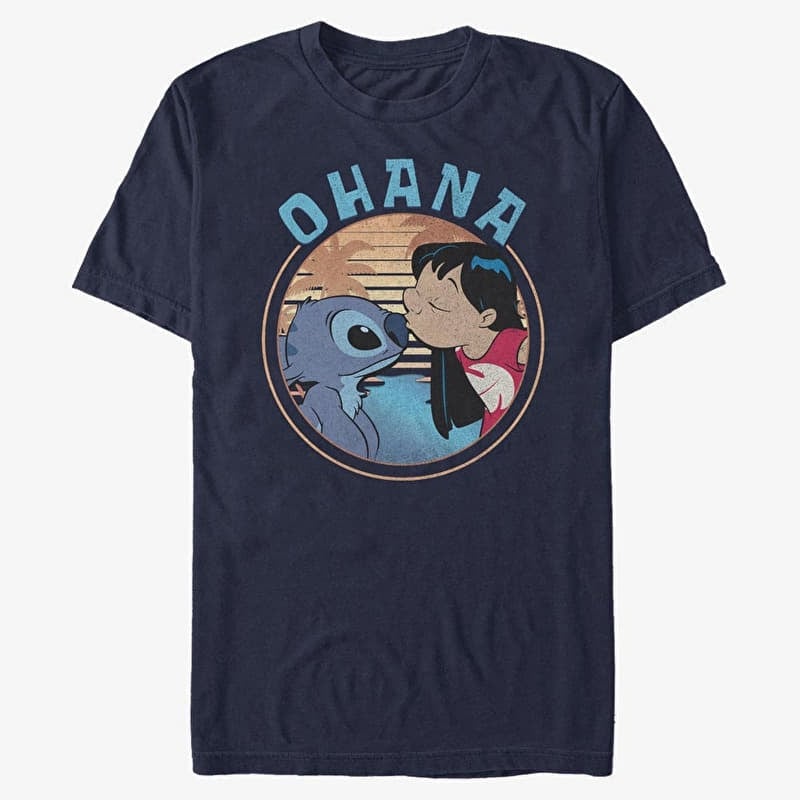 T-paita Merch Disney Lilo & Stitch - Lilo And Stitch Ohana Unisex T-Shirt Navy Blue