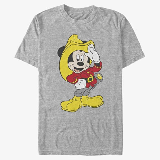 T-shirt Merch Disney Classic Mickey - Mickey Firefighter Unisex T-Shirt Heather Grey