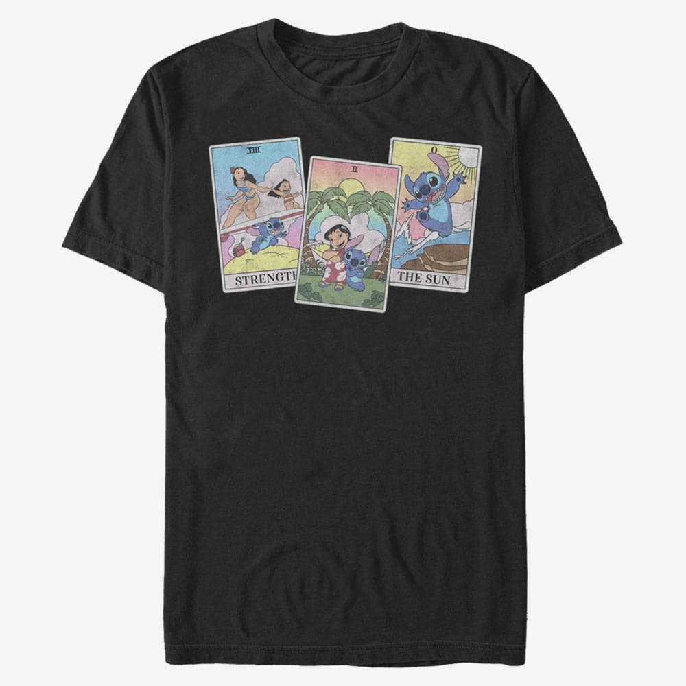 T-särgid Merch Disney Lilo & Stitch - LILO STITCH TAROT Unisex T-Shirt Black