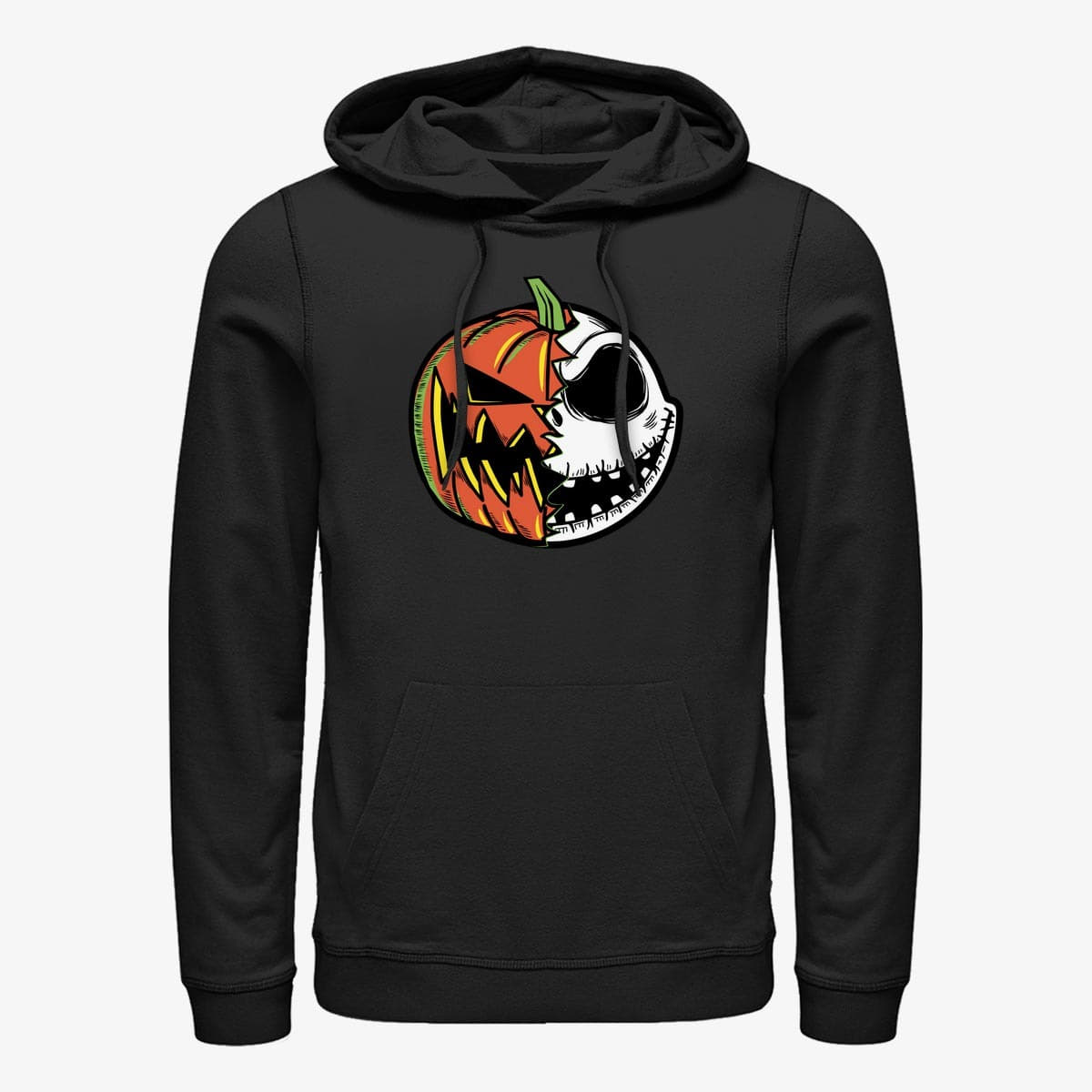 Dukserice Merch Disney Nightmare Before Christmas - PUMPKIN JACK SPLIT FACE Unisex Hoodie Black