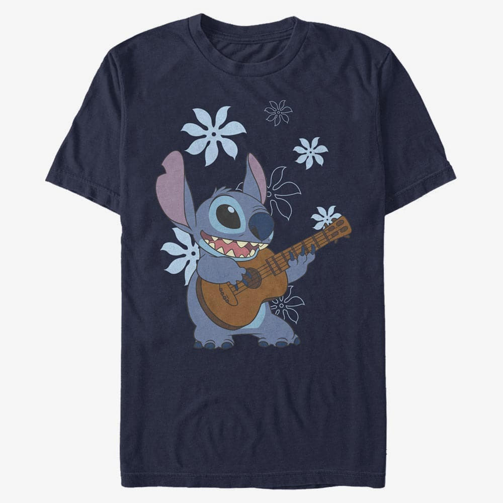 T-shirts Merch Disney Classics Lilo & Stitch - Stitch Flowers Unisex T-Shirt Navy Blue