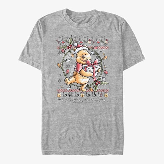 T-shirt Merch Disney Winnie The Pooh - Winnie at Xmas Unisex T-Shirt Heather Grey