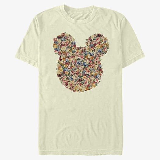 T-shirt Merch Disney Classic Mickey - Floral Mickey Head Unisex T-Shirt Natural