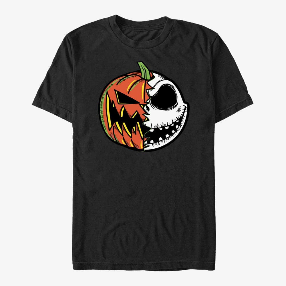 majice kratkih rukava Merch Disney Nightmare Before Christmas - PUMPKIN JACK SPLIT FACE Unisex T-Shirt Black