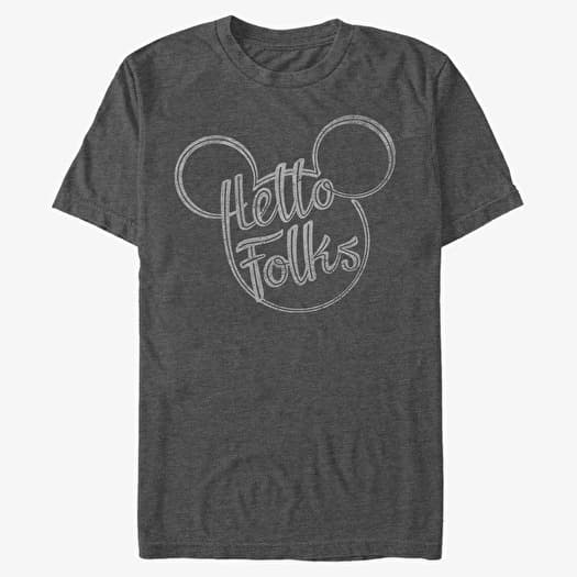 T-shirt Merch Disney Classic Mickey - Hello Folks Unisex T-Shirt Dark Heather Grey