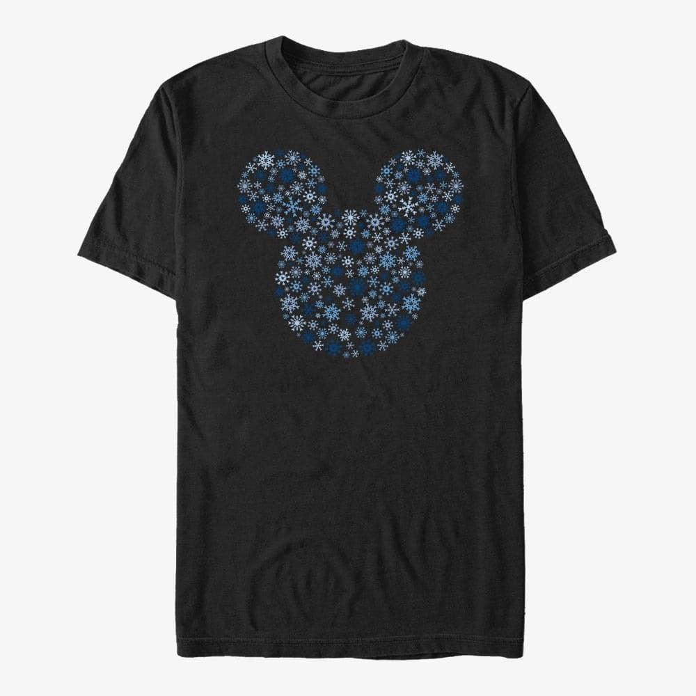 T-shirts Merch Disney Mickey Classic - Mickey Ear Snowflakes Unisex T-Shirt Black
