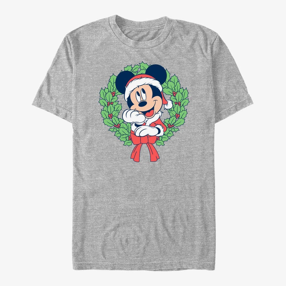 T-särgid Merch Disney Mickey & Friends - MICKEY CHRISTMAS WREATH Unisex T-Shirt Heather Grey