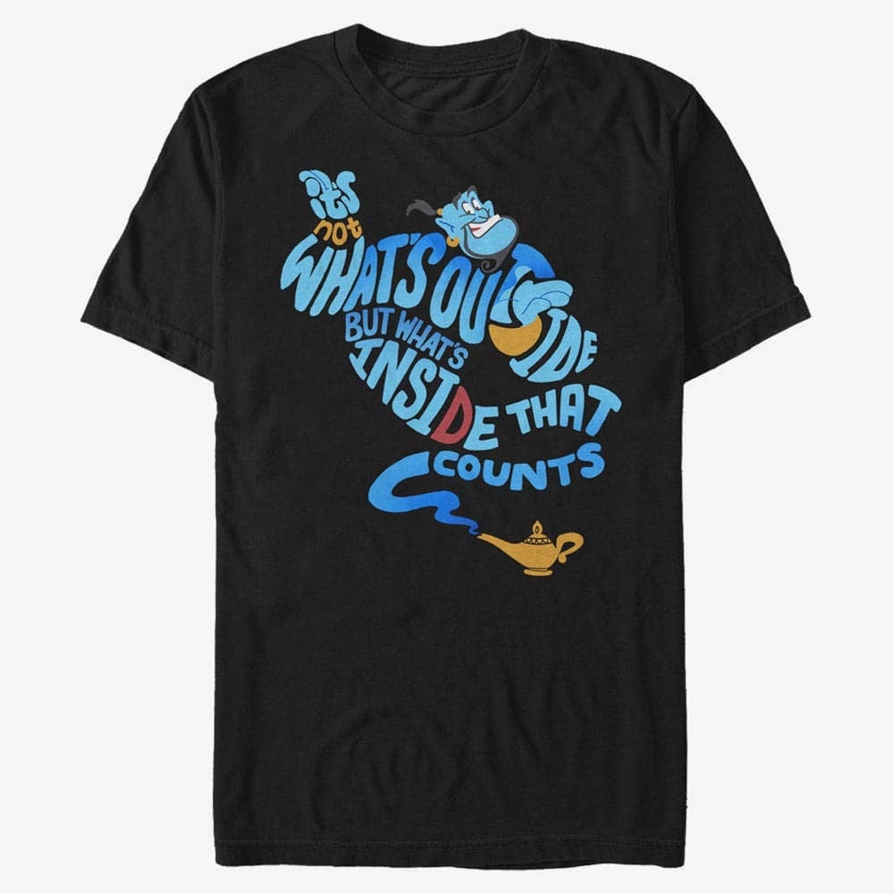 Pólók Merch Disney Aladdin - Quote Genie Bottle Unisex T-Shirt Black
