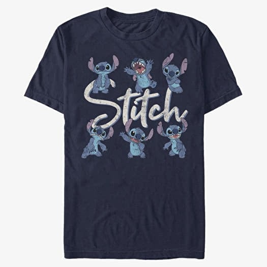 Tričko Merch Disney Lilo & Stitch - STITCH POSES Unisex T-Shirt Navy Blue