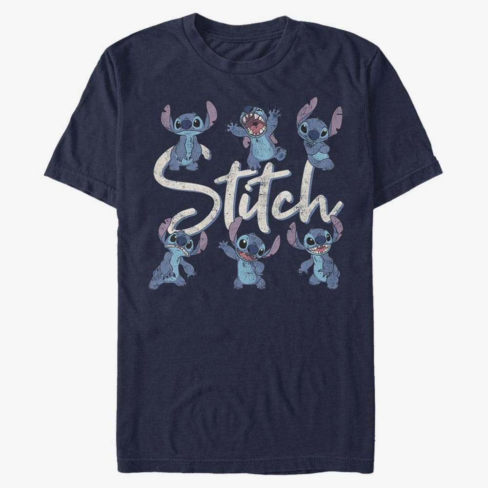 T-särgid Merch Disney Lilo & Stitch - STITCH POSES Unisex T-Shirt Navy Blue
