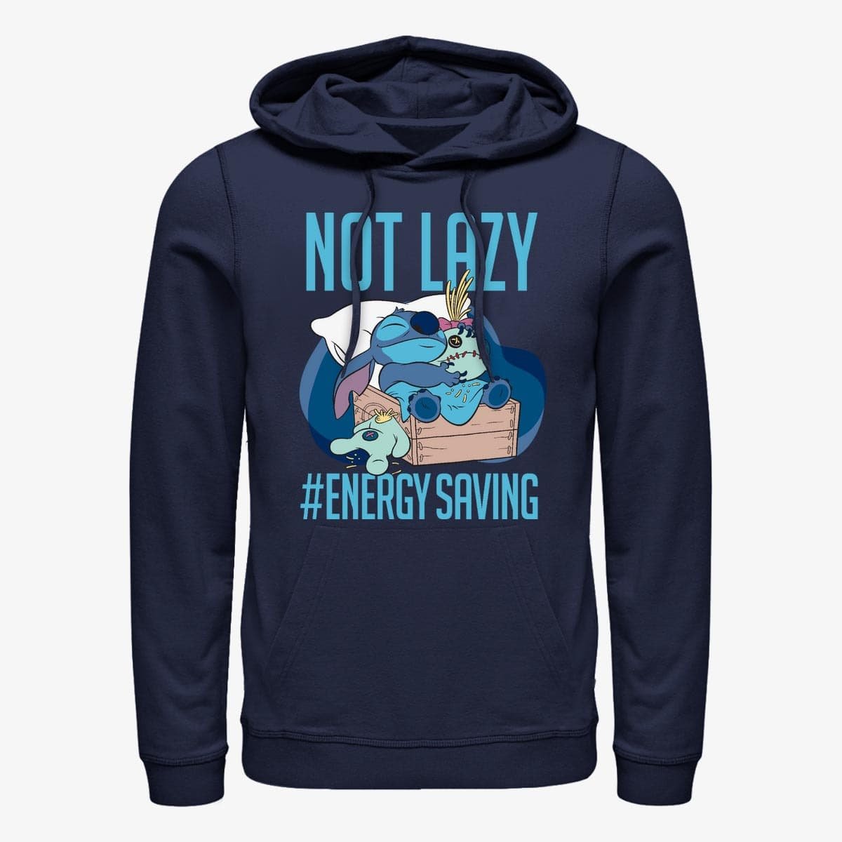 Mikiny Merch Disney - Lazy Energy Unisex Hoodie Navy Blue