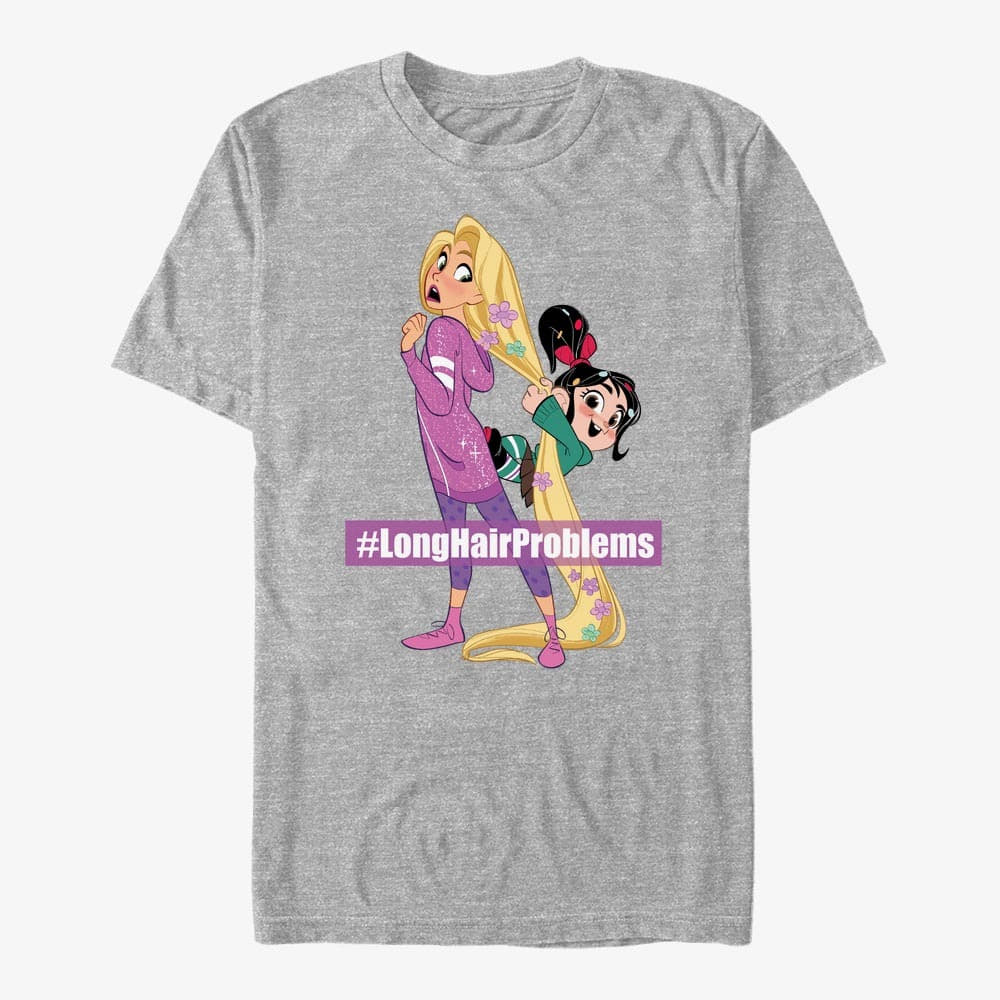 T-Shirts Merch Disney Wreck-It Ralph 2 - Long Hair Rapunzel Vanellope Unisex T-Shirt Heather Grey