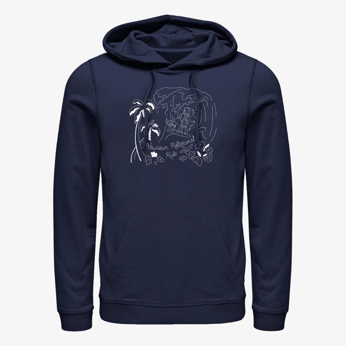 Kapuutsikud ja kampsunid Merch Disney Lilo & Stitch - Stitch Surf Line Art Unisex Hoodie Navy Blue