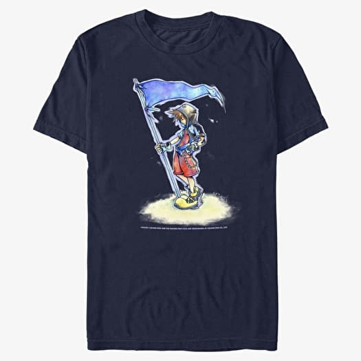 Tričko Merch Disney Kingdom Hearts - Sora With Flag Unisex T-Shirt Navy Blue