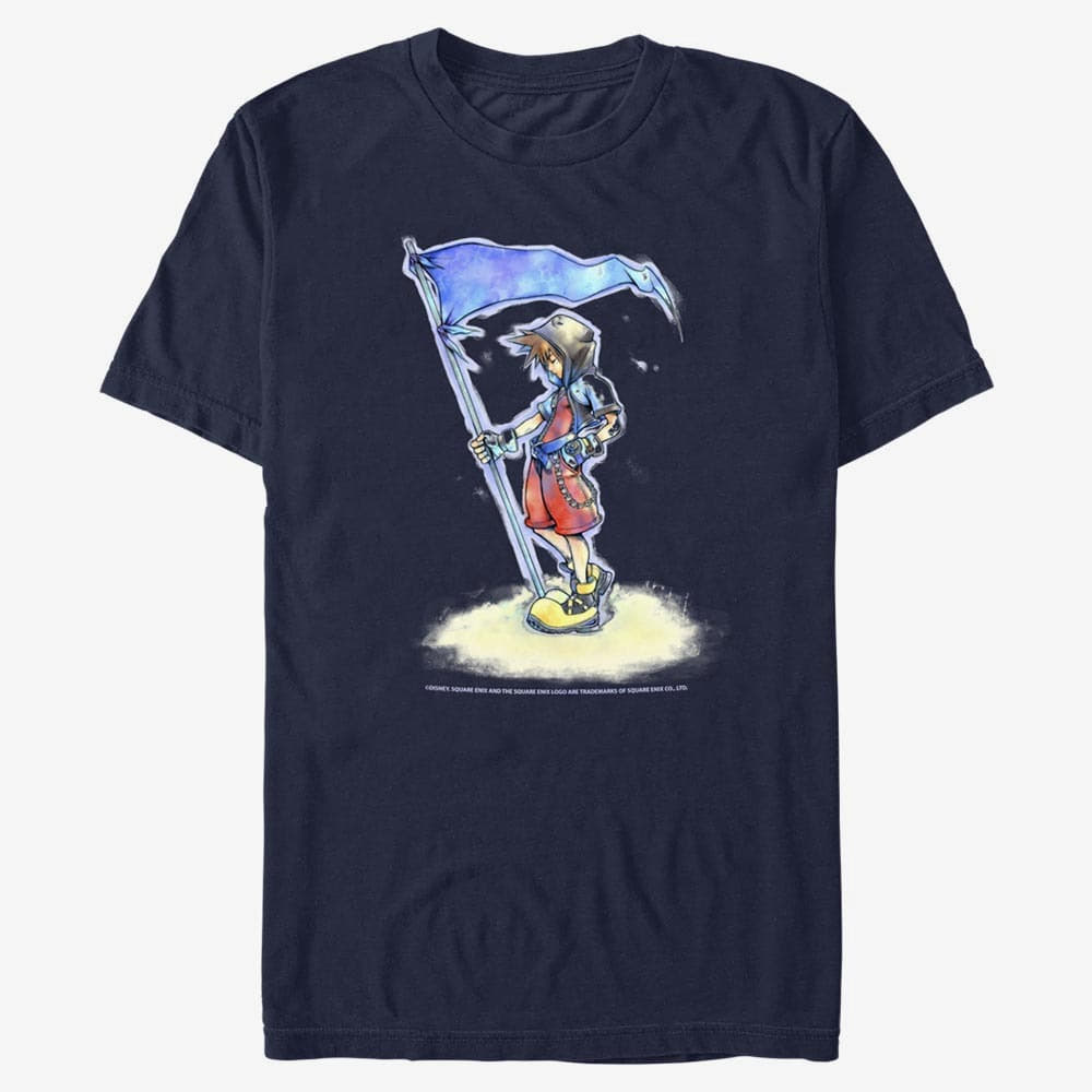 majice kratkih rukava Merch Disney Kingdom Hearts - Sora With Flag Unisex T-Shirt Navy Blue
