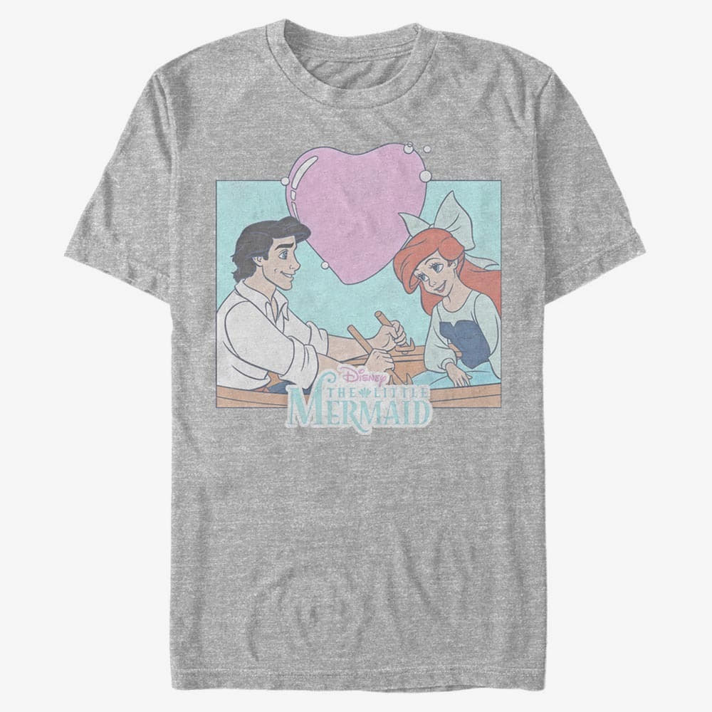 Trička Merch Disney The Little Mermaid - Eric n Ariel Unisex T-Shirt Heather Grey